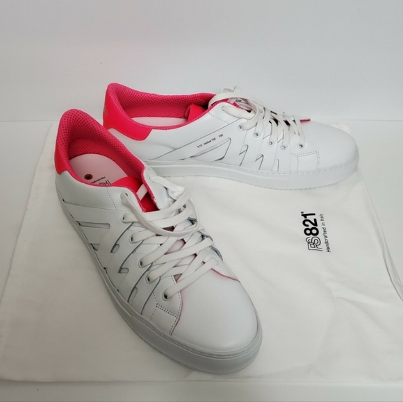 Women's PS281 Made In Italy White and Pink Women's Sneakers - Picture 2 of 2